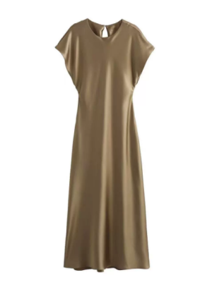 Casual Satin V-Neck Sleeveless Midi Dress