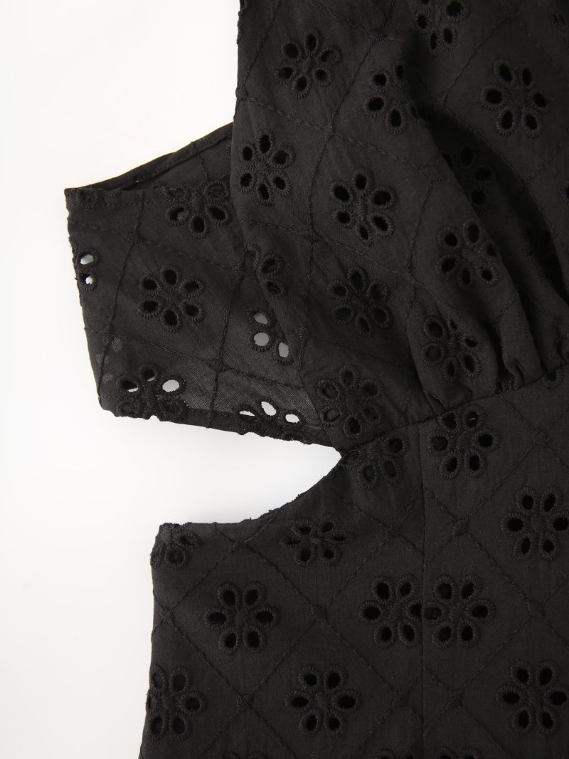 Hollow Out Embroidered Halter Backless Dress - Image 3