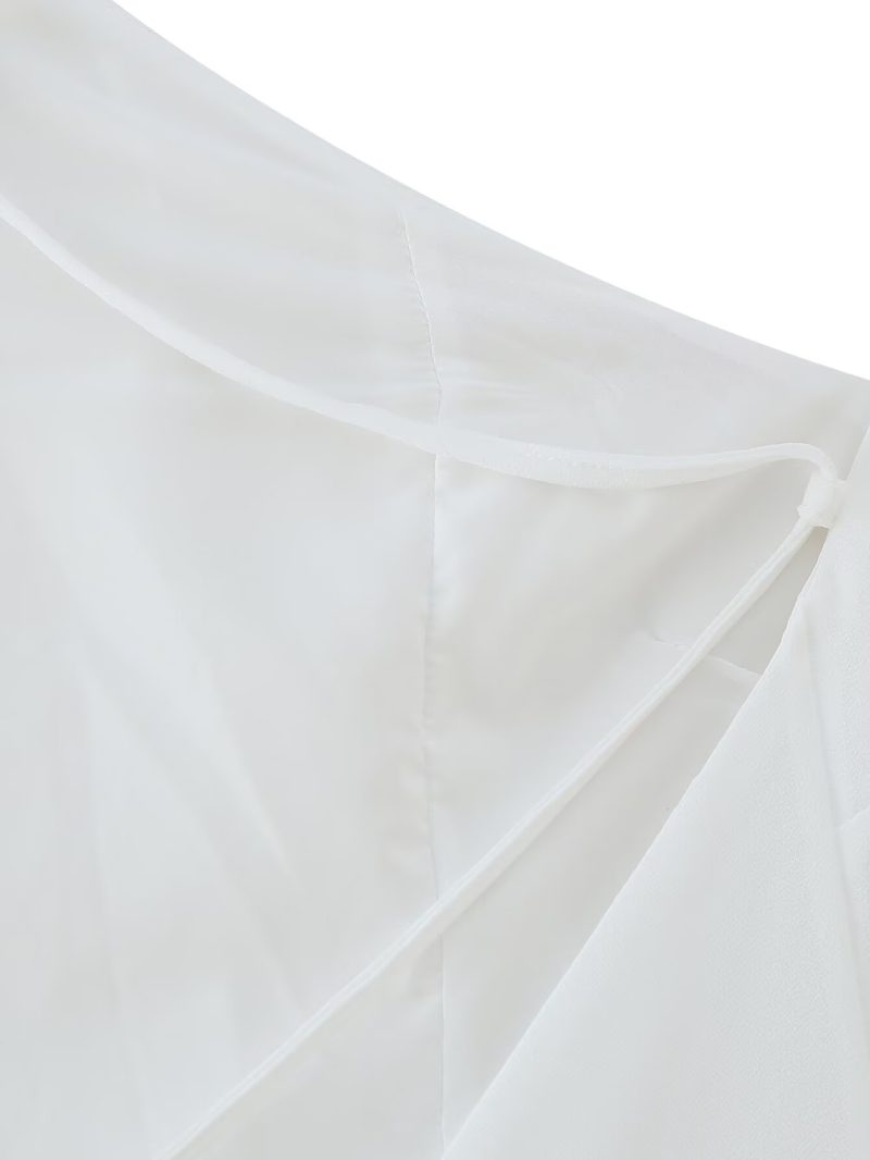 Simple Thin Ruffled Halter Lace-Up Dress - Image 4