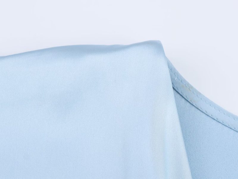 Summer Solid Silk Satin Texture Dress for Women - Image 4
