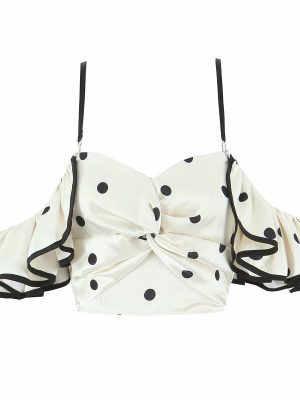 Retro Ruffled Spaghetti Strap Polka Dot Tube Top