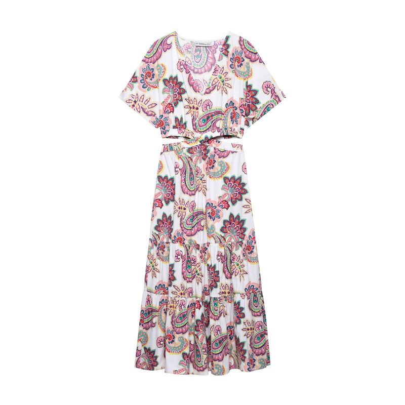 Casual Short Sleeve Slim Poplin Dress - Image 2