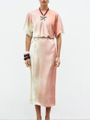 Elegant Satin Tie-Dye Maxi Dress for Summer