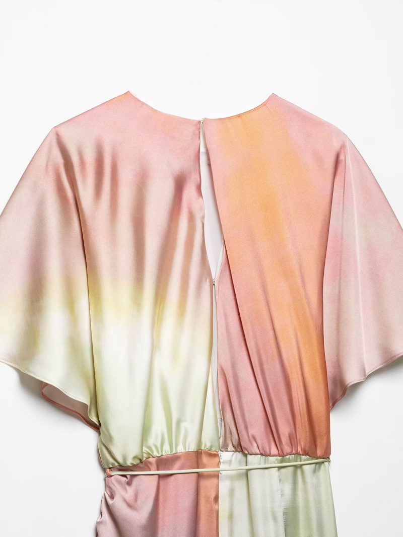Elegant Satin Tie-Dye Maxi Dress for Summer - Image 4