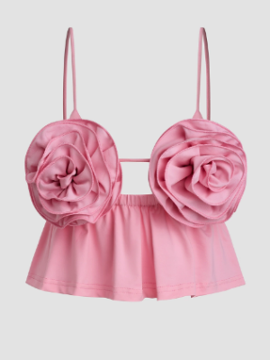 Sexy Floral Draping Backless Summer Camisole