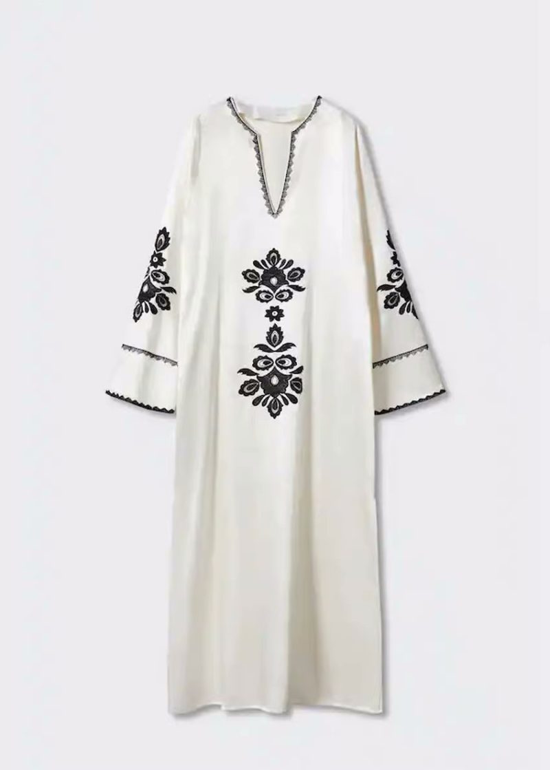 Vintage Embroidered White Dress Ladies - Image 4