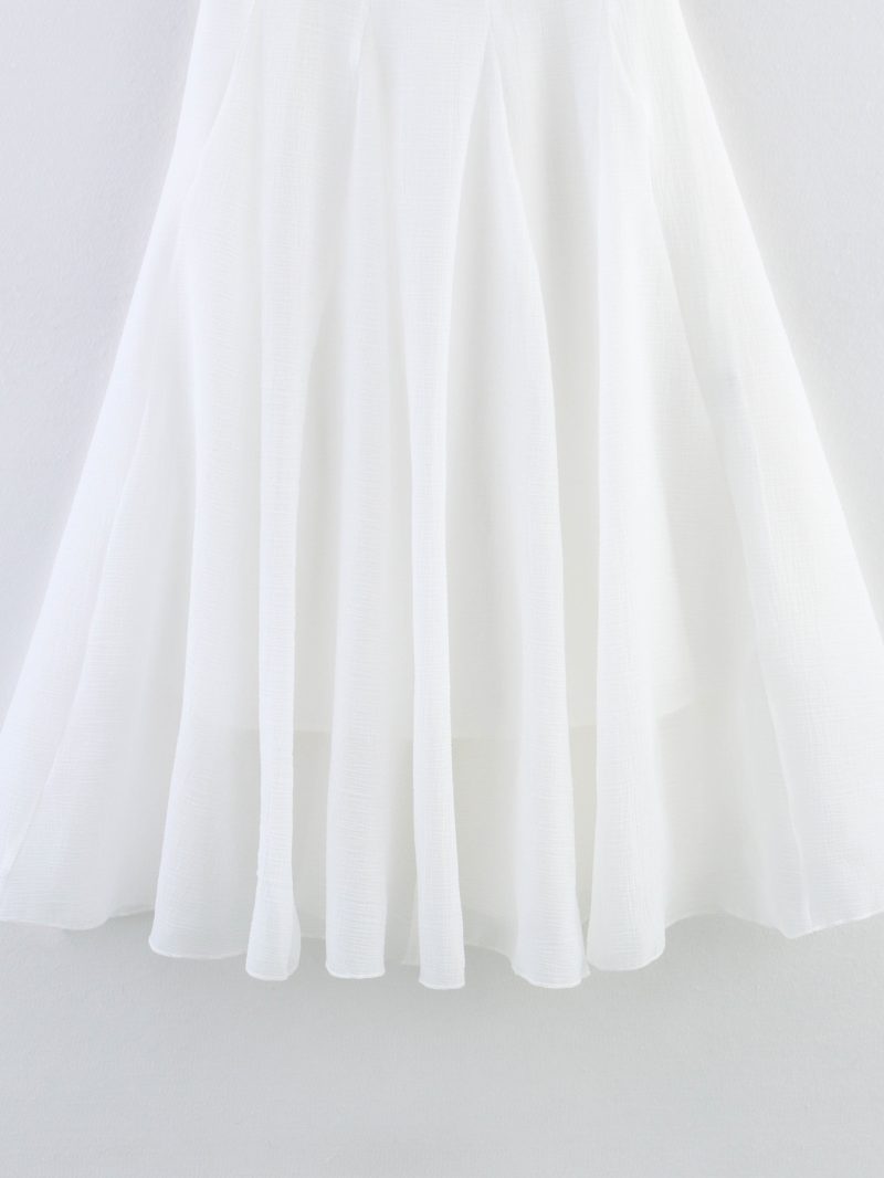 Summer Seersucker Chiffon Ruffle Sleeve Dress - Image 2