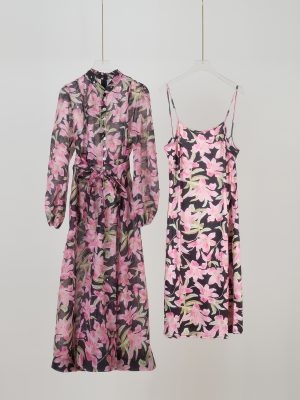 Slim Fit Silk Linen Dress with Lace-Up Hem