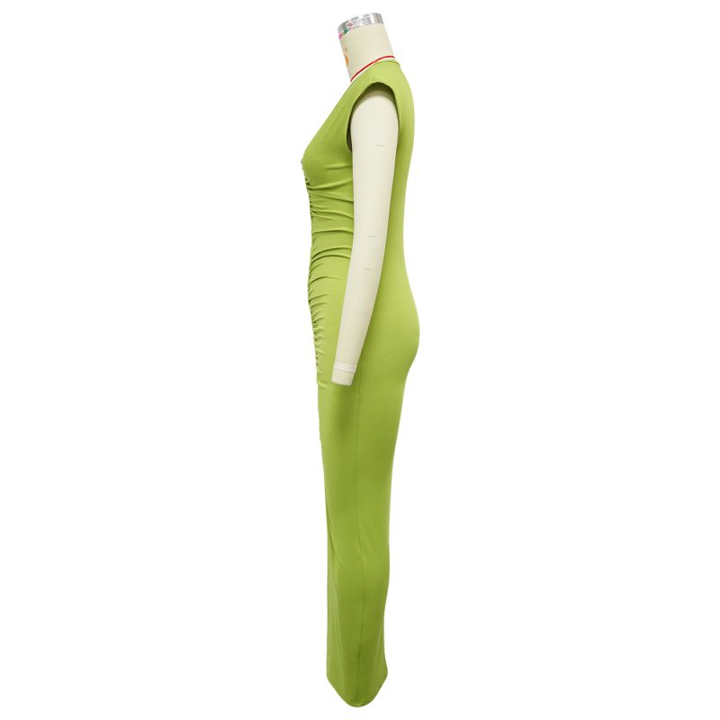Solid Color Deep V Slim Fit Dress - Image 4