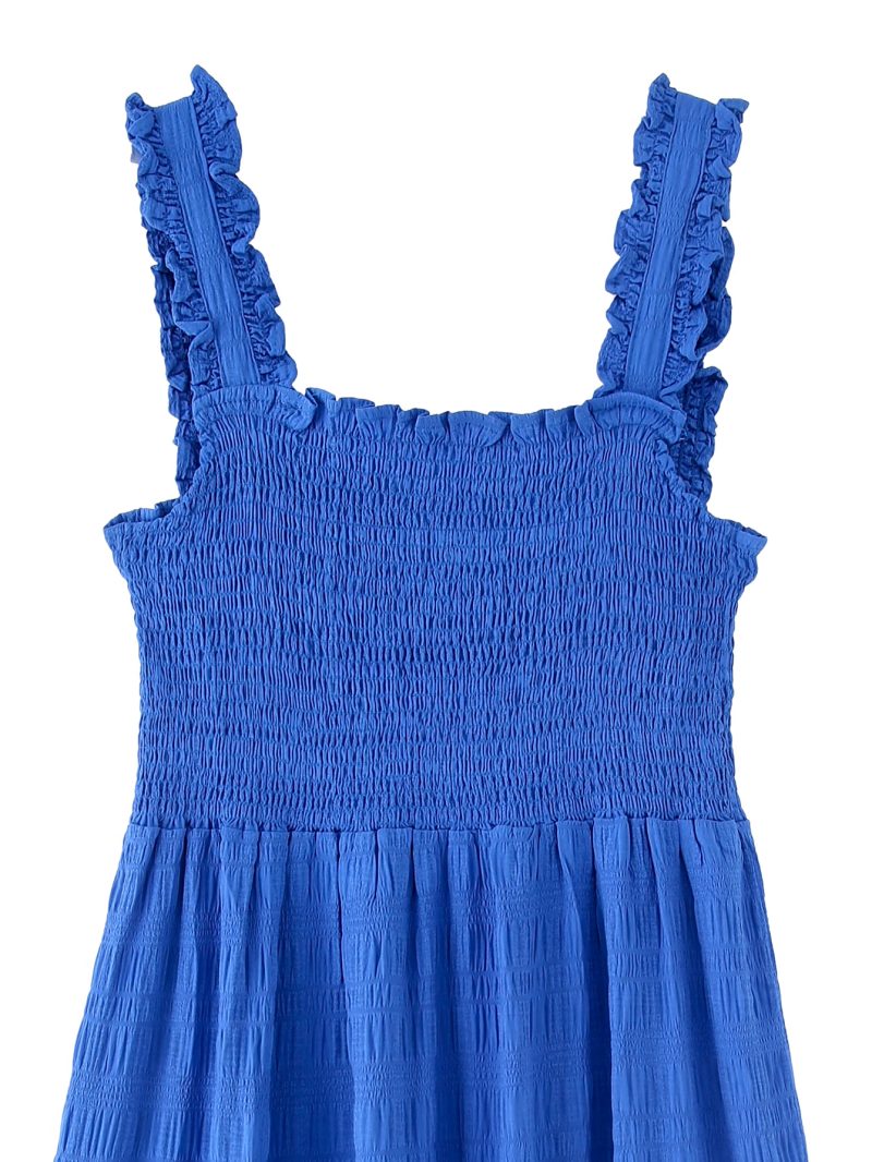 Blue Smocked Sling Maxi Dress for Women - Image 2
