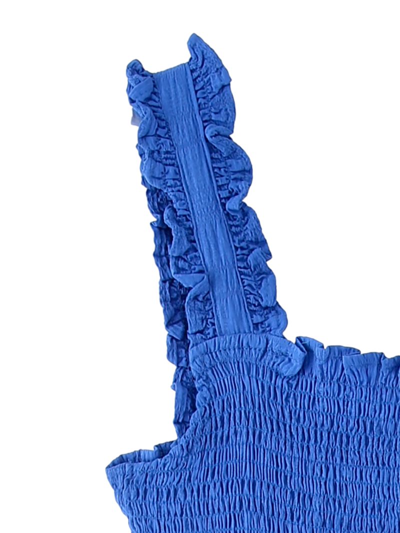 Blue Smocked Sling Maxi Dress for Women - Image 3