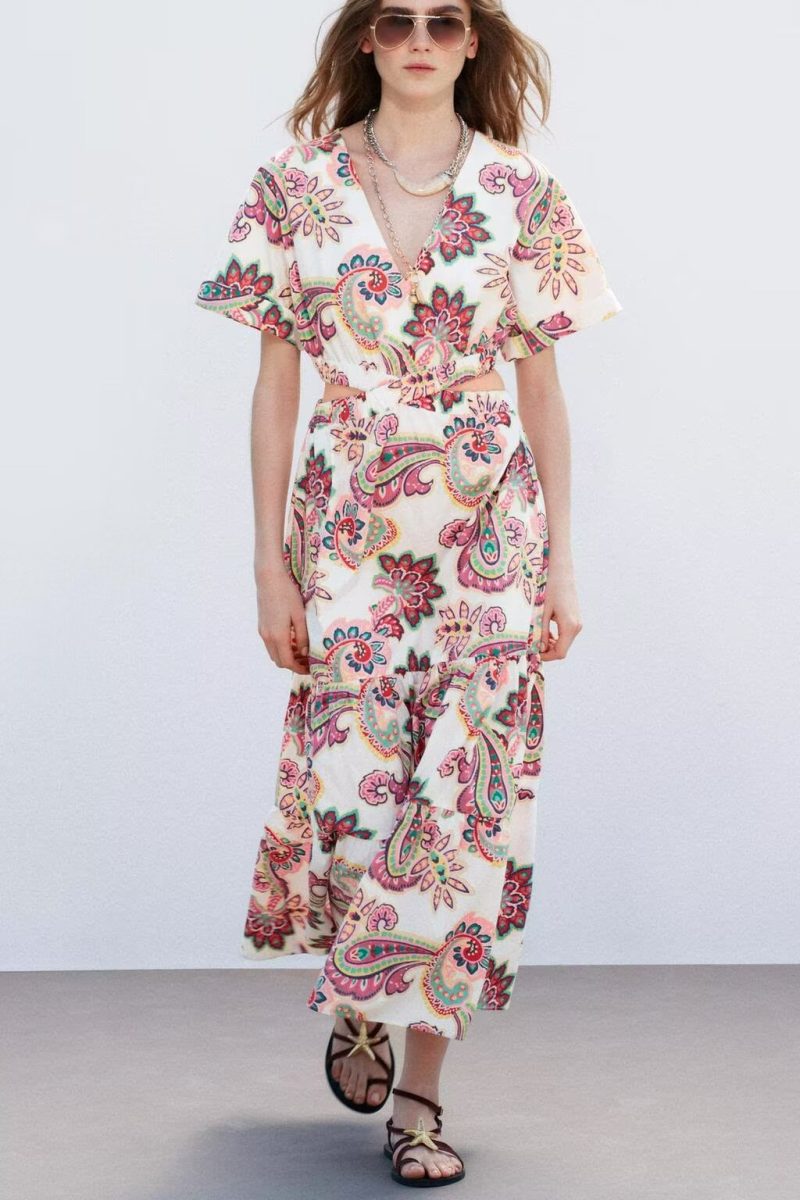 Casual Loose Mid Waist Printed Summer Dress - Image 2