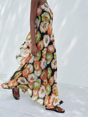 Spring Asymmetric Printed Dress for Women