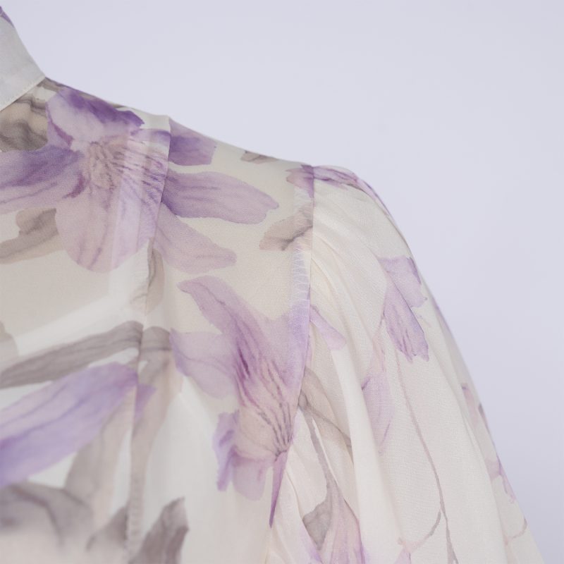 Elegant Printed Pattern Short-Sleeve Long Dress - Image 3