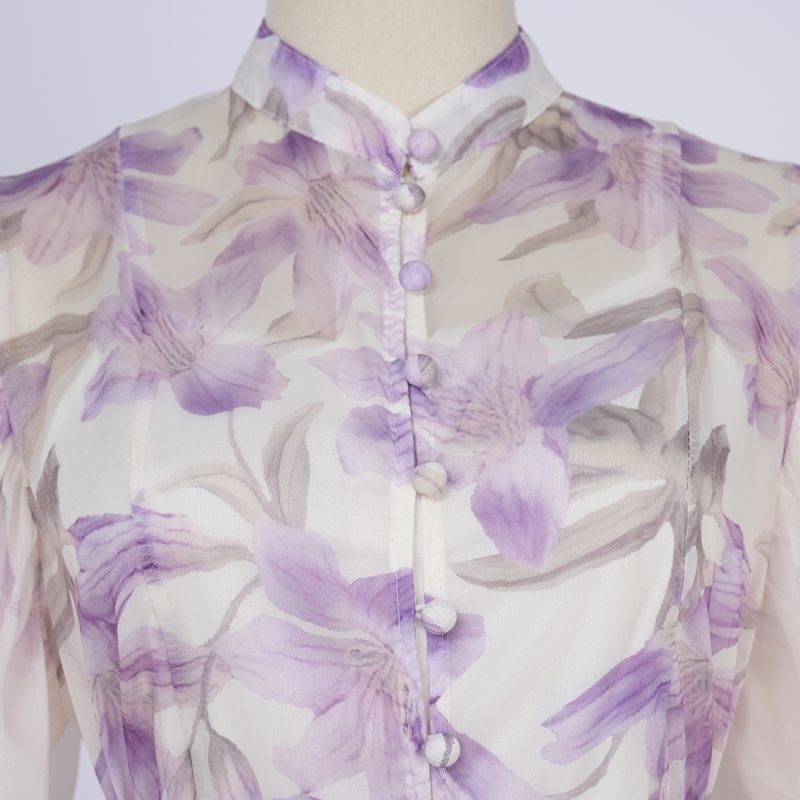 Elegant Printed Pattern Short-Sleeve Long Dress - Image 4