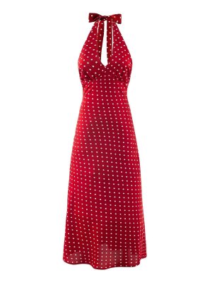 Summer Polka Dot V-Neck Halter Backless Dress
