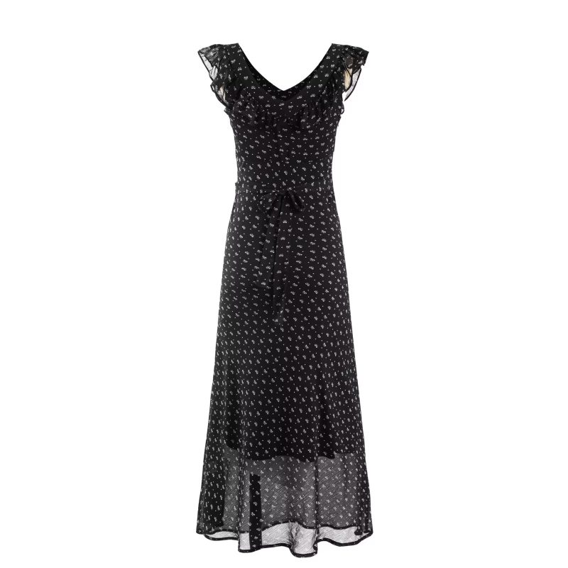 Seaside Square Collar Flounced Sleeve Lace-Up Dress - Image 2