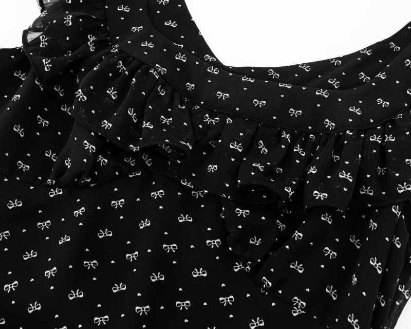 Seaside Square Collar Flounced Sleeve Lace-Up Dress - Image 3