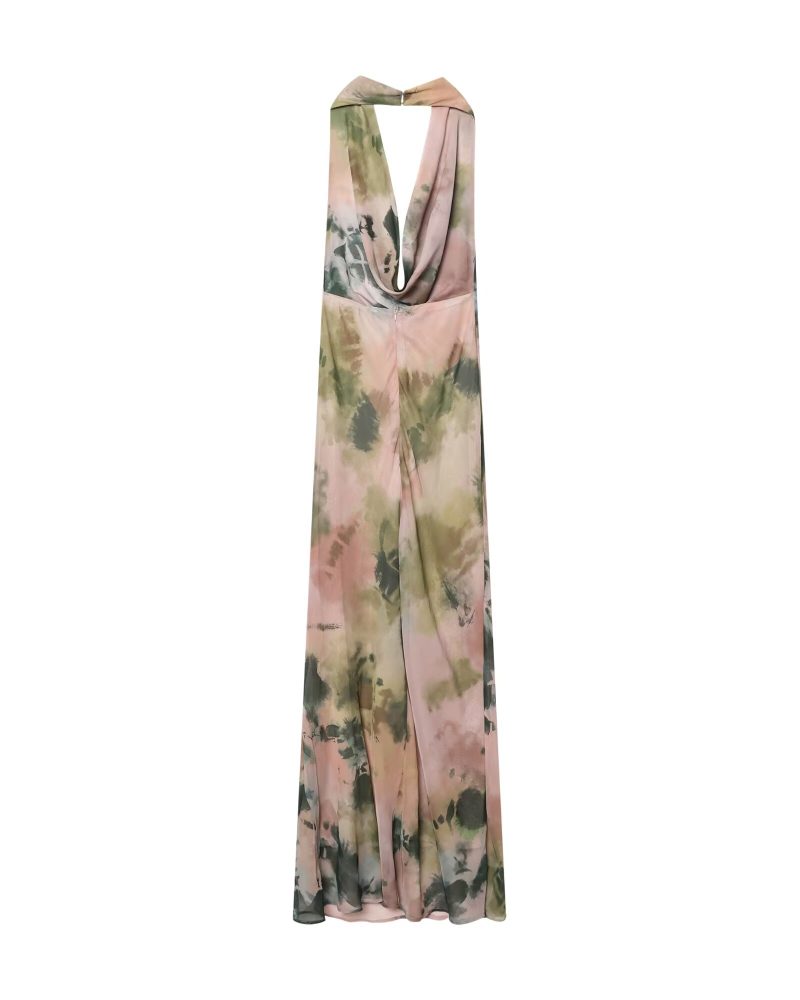 Retro Tie Dye Slim Fit Spring Dress - Image 3