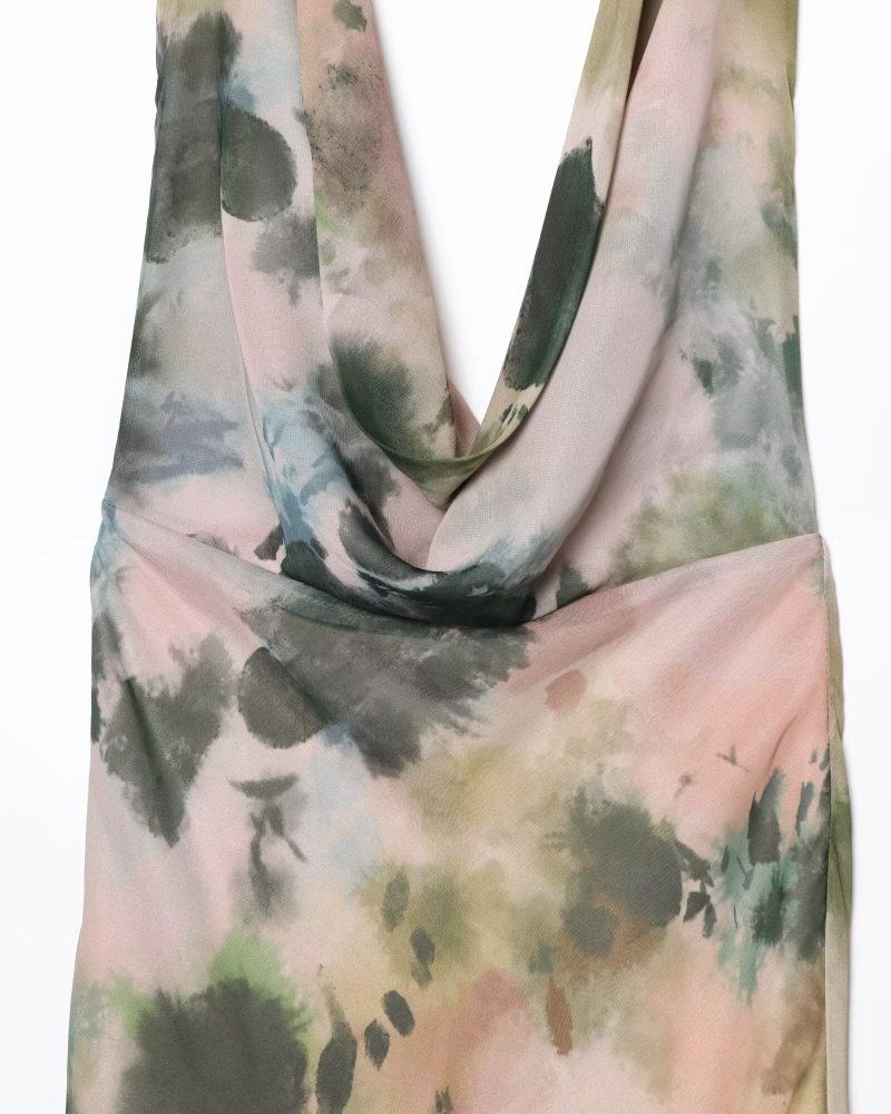 Retro Tie Dye Slim Fit Spring Dress - Image 4