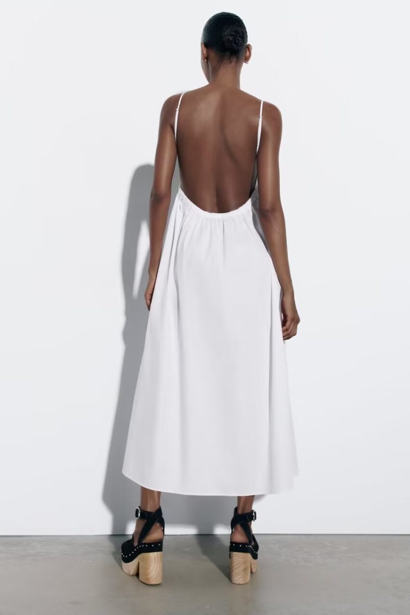 Summer Backless V-Neck Braced Midi Dress - Image 2
