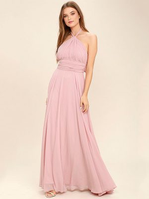 Sexy Chiffon Halter Pleated Formal Dress