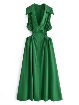 Casual Collared Sleeveless Waist-Defining Spring Dress