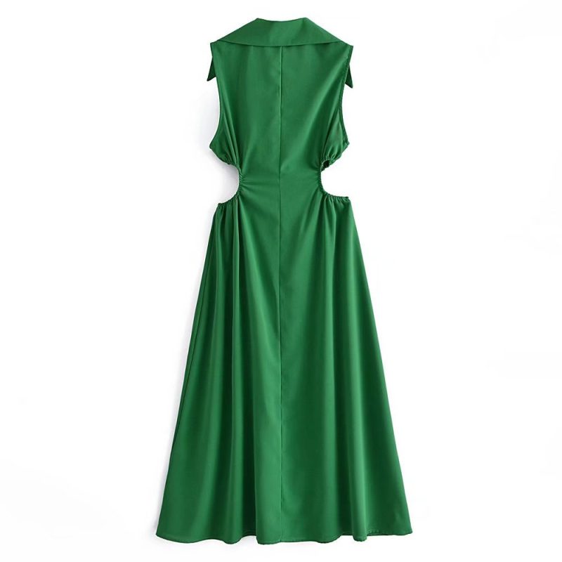 Casual Collared Sleeveless Waist-Defining Spring Dress - Image 2