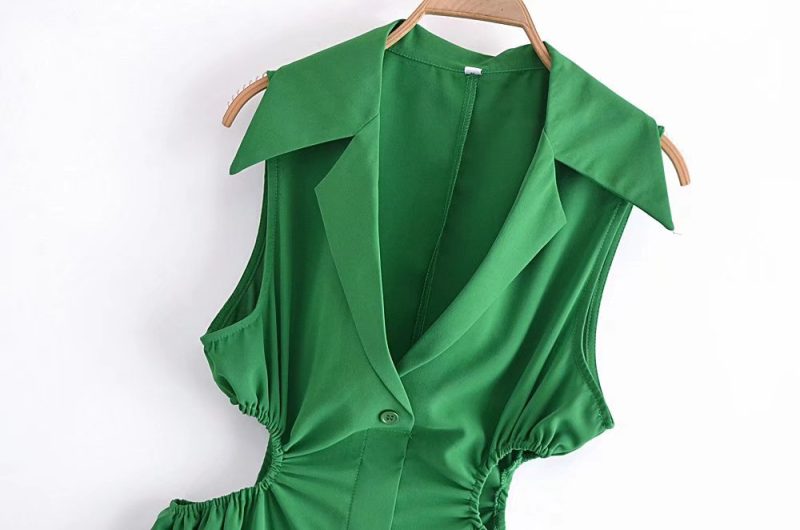 Casual Collared Sleeveless Waist-Defining Spring Dress - Image 3