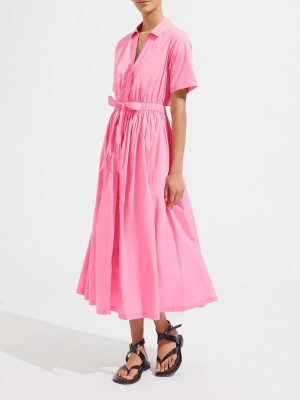 Women Clothing Collared Back Hollow-out Cropped Shirt Dress