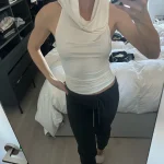 Summer Women Dune Solid Color Pile Collar Sleeveless Hooded Strap Backless Short Characteristic Pullover T Shirt photo review