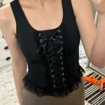 Goth Punk Lace-up Bodycon Crop Top photo review