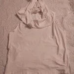Summer Women Dune Solid Color Pile Collar Sleeveless Hooded Strap Backless Short Characteristic Pullover T Shirt photo review