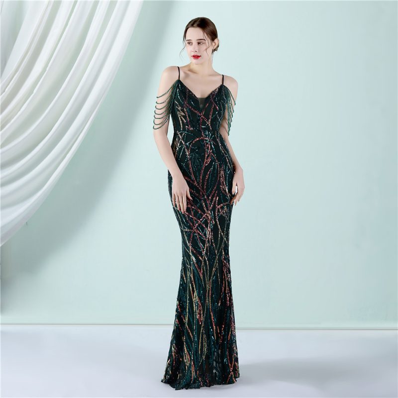 Sequin Sling Slim-Fit Fishtail Wedding Dress - Image 2