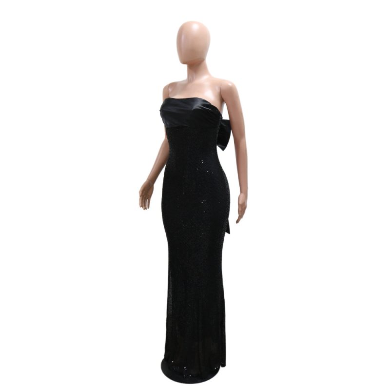 Sexy Satin Sequined Fishtail Tube Dress - Image 4