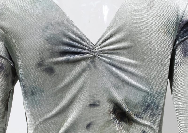 Women’s Tie-Dyed Velvet Asymmetric Ruffled Dress - Image 4
