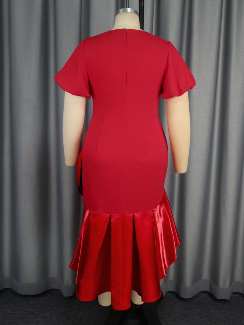 Square Collar Puff Sleeve Fishtail Dress - Image 2