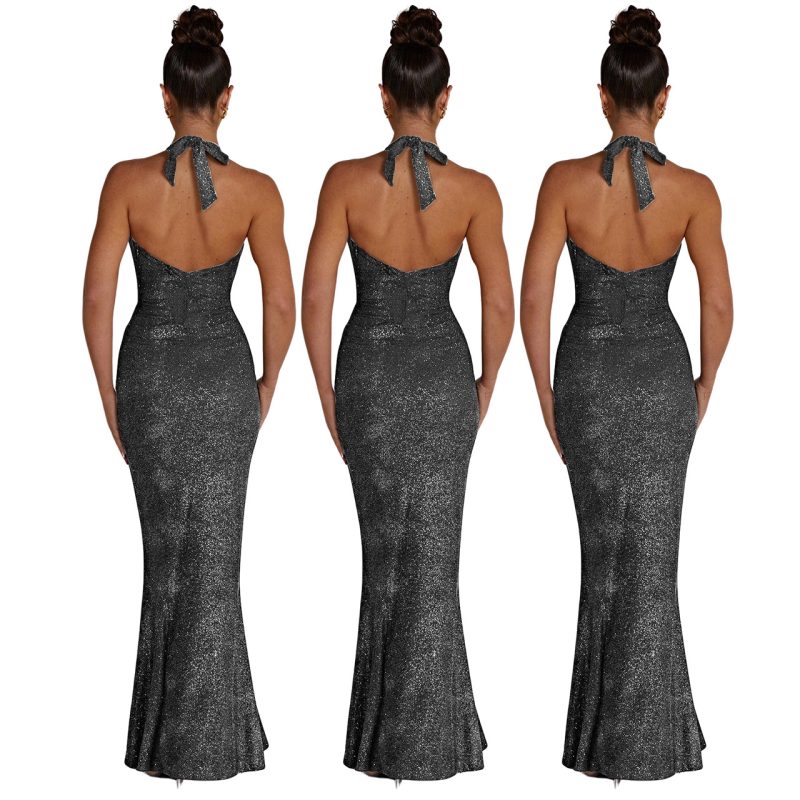 Easy Swing Collar Lace-Up Low Cut Y2K Party Dress - Image 3