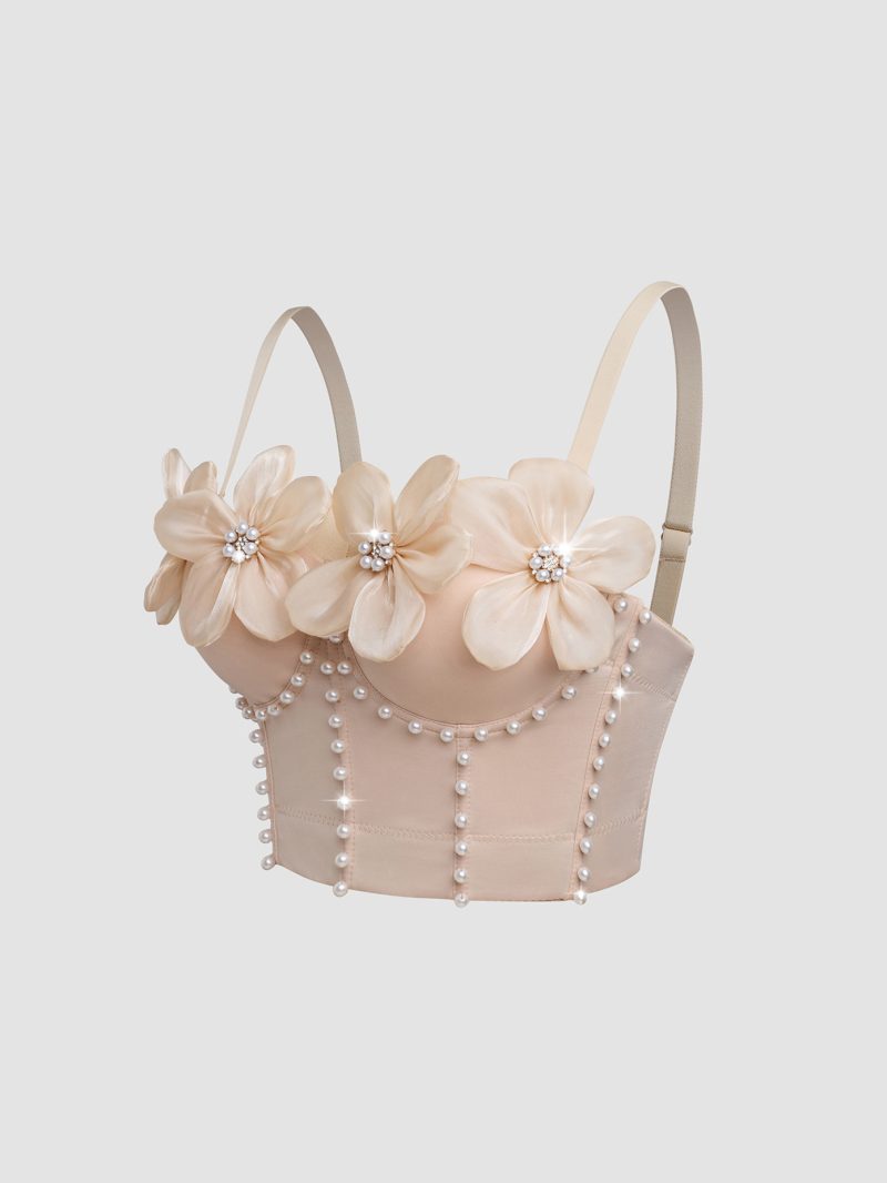 High-Grade Floral Rhinestone Boning Corset Bra - Image 2