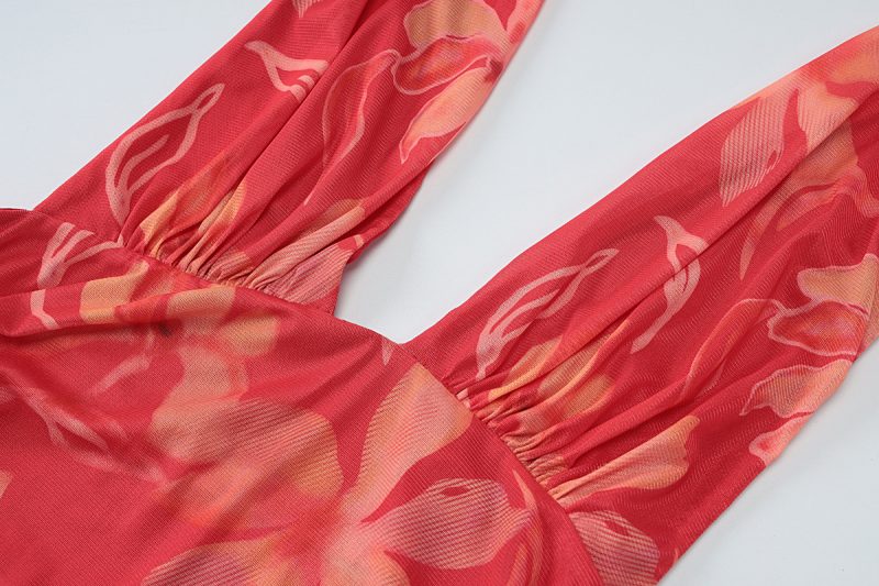 Deep V Plunge Wrapped Cropped Halter Dress - Image 3