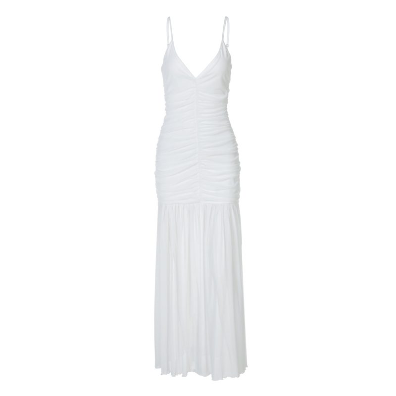 Sexy V-Neck Mesh Pleated Slim Fit Dress - Image 4