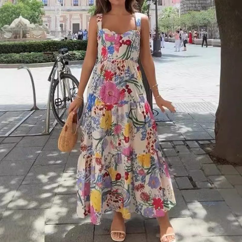 Sleeveless Multicolor Print Summer Dress Women - Image 2