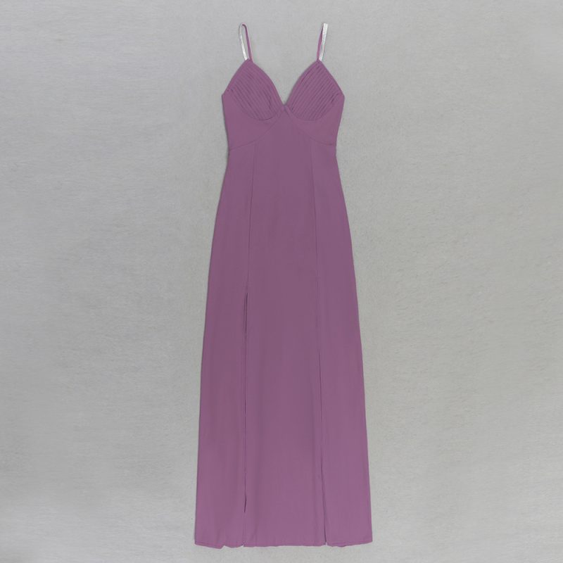 Diamond-Embellished Slim Sling Backless Slit Dress - Image 3