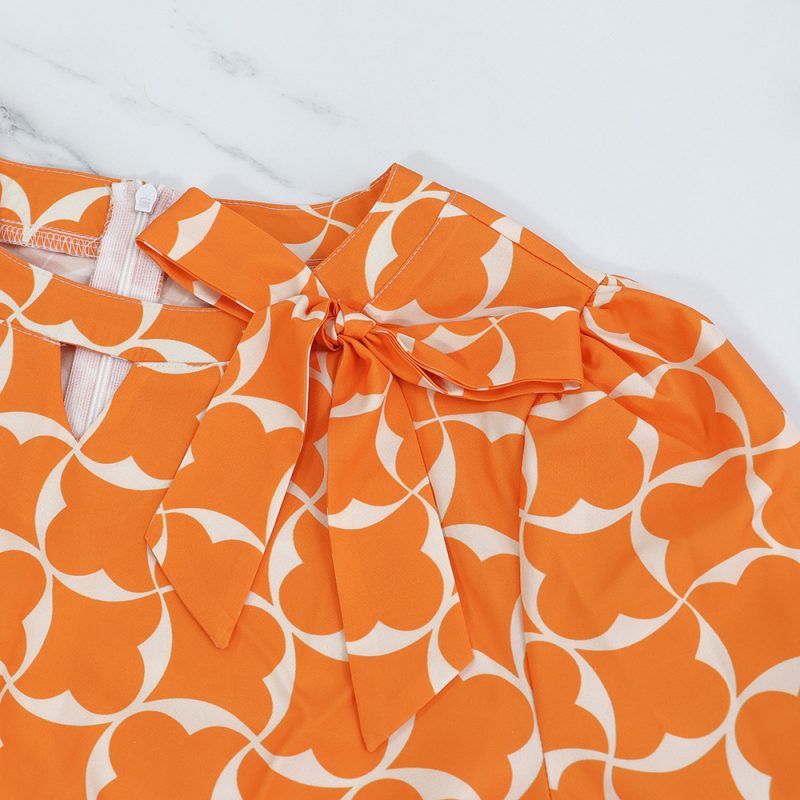 Elegant Printed Sleeve Dress - Image 4