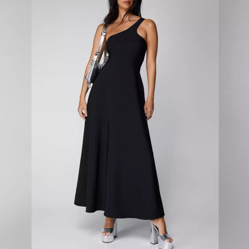Spring Summer High Elastic Solid Color Dress