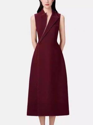 Stylish Sleeveless Mid-Length Office Blazer Dress
