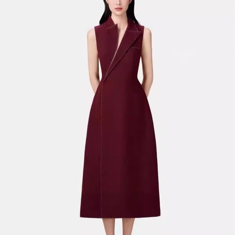 Stylish Sleeveless Mid-Length Office Blazer Dress