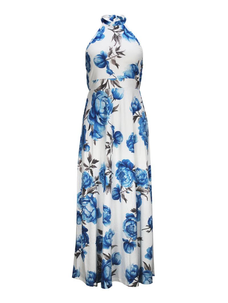 Elegant Halter Sleeveless Slim A-Line Maxi Dress - Image 3