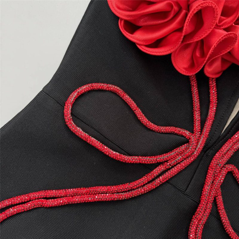Sexy Floral Rhinestone Tube Bandage Maxi Dress - Image 4