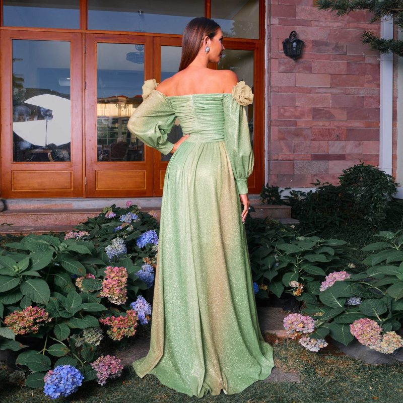 Elegant Boat Neck Waist Bohemian Swing Dress - Image 3